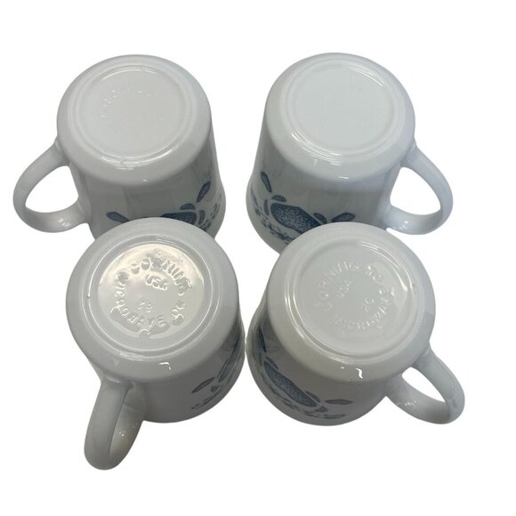 Corning Ware Corelle Blue Hearts Pattern Coffee Mugs Set of 4, Made in USA - Picture 5 of 5